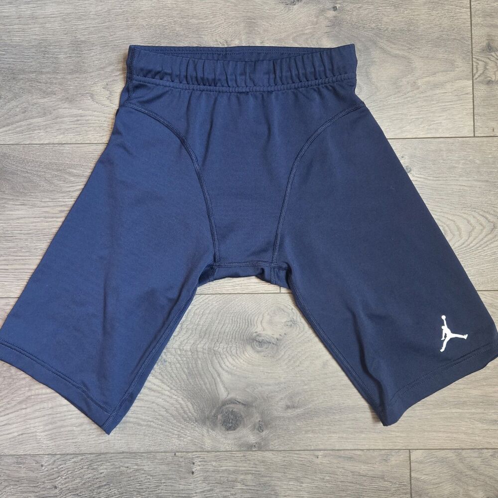 ​Vintage 90s Jordan Boys Compression Shorts Medium Navy Blue Youth 10-12 USA